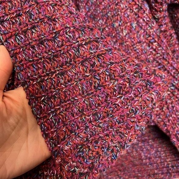 VINTAGE 90s MISSONI Multicolor Chunky Knit Shawl Collar Cardigan Sweater S - Picture 7 of 8